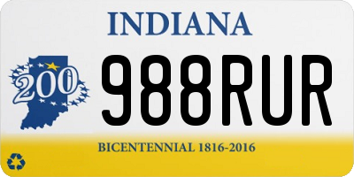IN license plate 988RUR