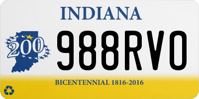 IN license plate 988RVO
