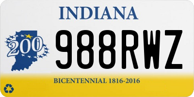 IN license plate 988RWZ