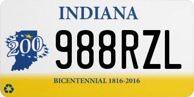 IN license plate 988RZL