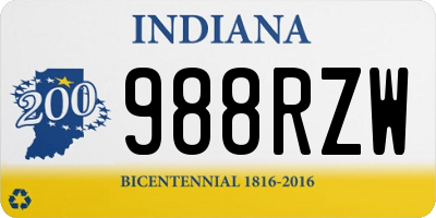 IN license plate 988RZW