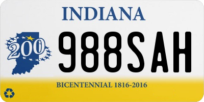 IN license plate 988SAH