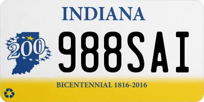 IN license plate 988SAI