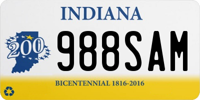 IN license plate 988SAM
