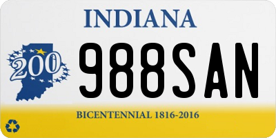 IN license plate 988SAN