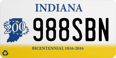 IN license plate 988SBN