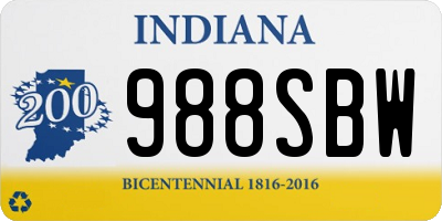 IN license plate 988SBW