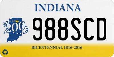 IN license plate 988SCD