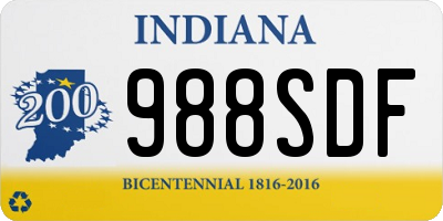 IN license plate 988SDF