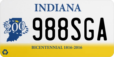 IN license plate 988SGA