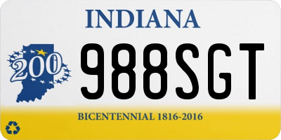 IN license plate 988SGT