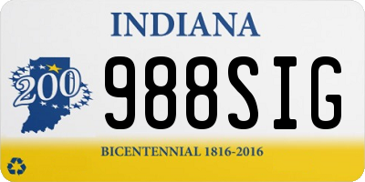 IN license plate 988SIG