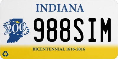 IN license plate 988SIM