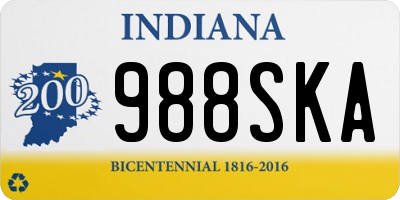 IN license plate 988SKA