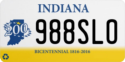 IN license plate 988SLO