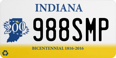 IN license plate 988SMP