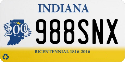 IN license plate 988SNX