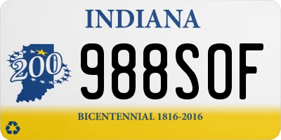 IN license plate 988SOF