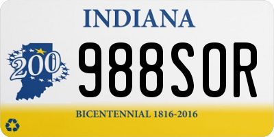 IN license plate 988SOR