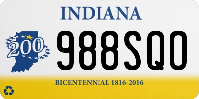 IN license plate 988SQO
