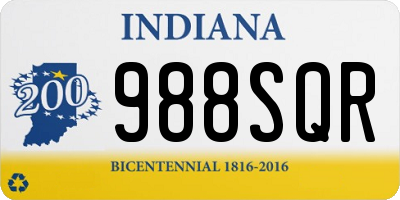 IN license plate 988SQR