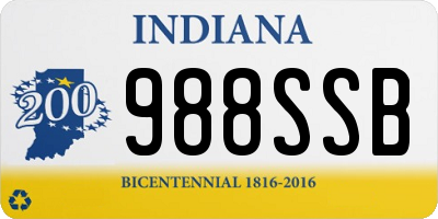 IN license plate 988SSB