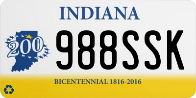 IN license plate 988SSK