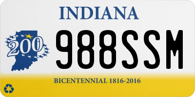 IN license plate 988SSM