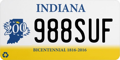 IN license plate 988SUF