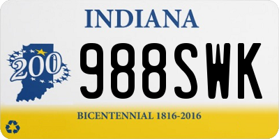 IN license plate 988SWK