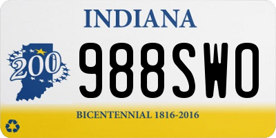 IN license plate 988SWO