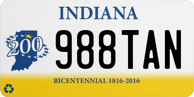 IN license plate 988TAN