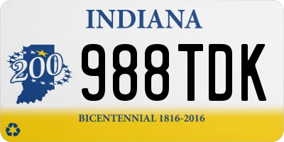 IN license plate 988TDK