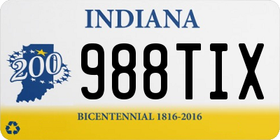 IN license plate 988TIX