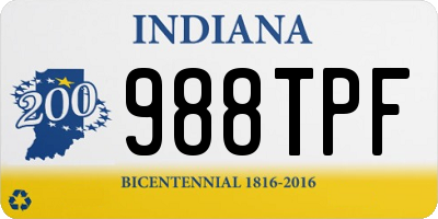 IN license plate 988TPF