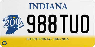 IN license plate 988TUO