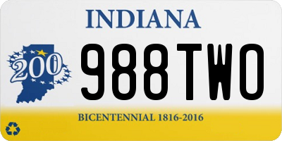 IN license plate 988TWO