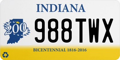 IN license plate 988TWX