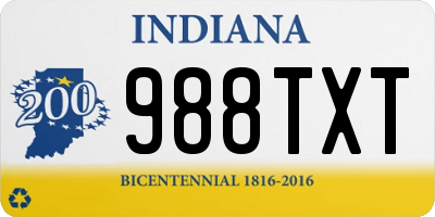 IN license plate 988TXT