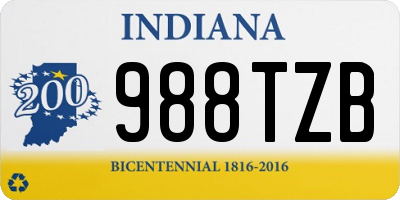 IN license plate 988TZB