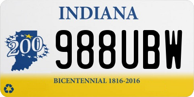 IN license plate 988UBW