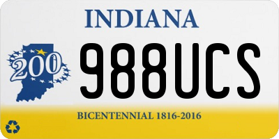 IN license plate 988UCS