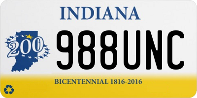 IN license plate 988UNC