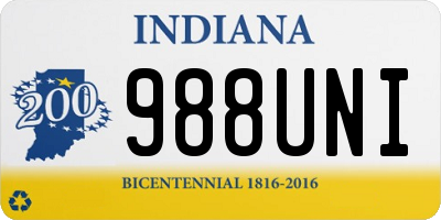 IN license plate 988UNI