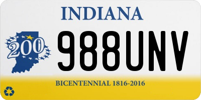 IN license plate 988UNV