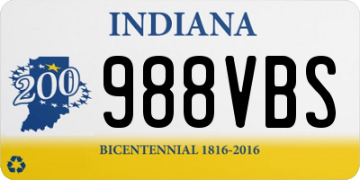 IN license plate 988VBS