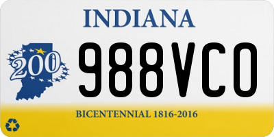 IN license plate 988VCO