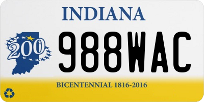 IN license plate 988WAC