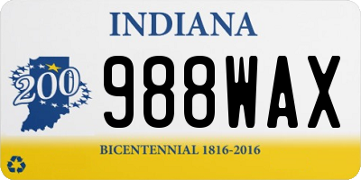 IN license plate 988WAX