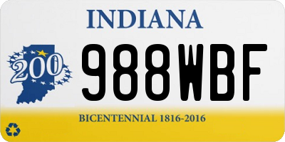 IN license plate 988WBF